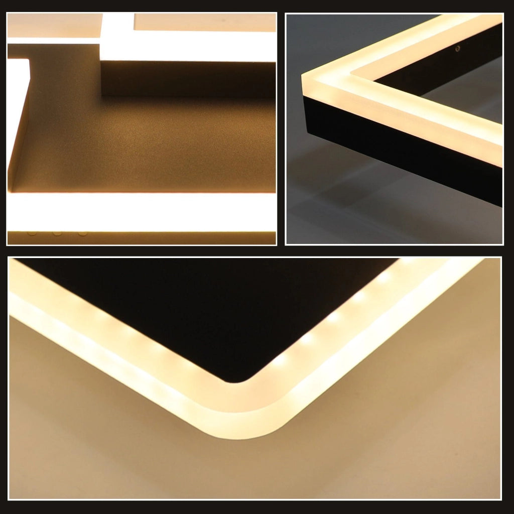 ZMH Lampada da soffitto plafoniera LED 48W nera dimmerabile telecomando design moderno per corridoio ufficio living