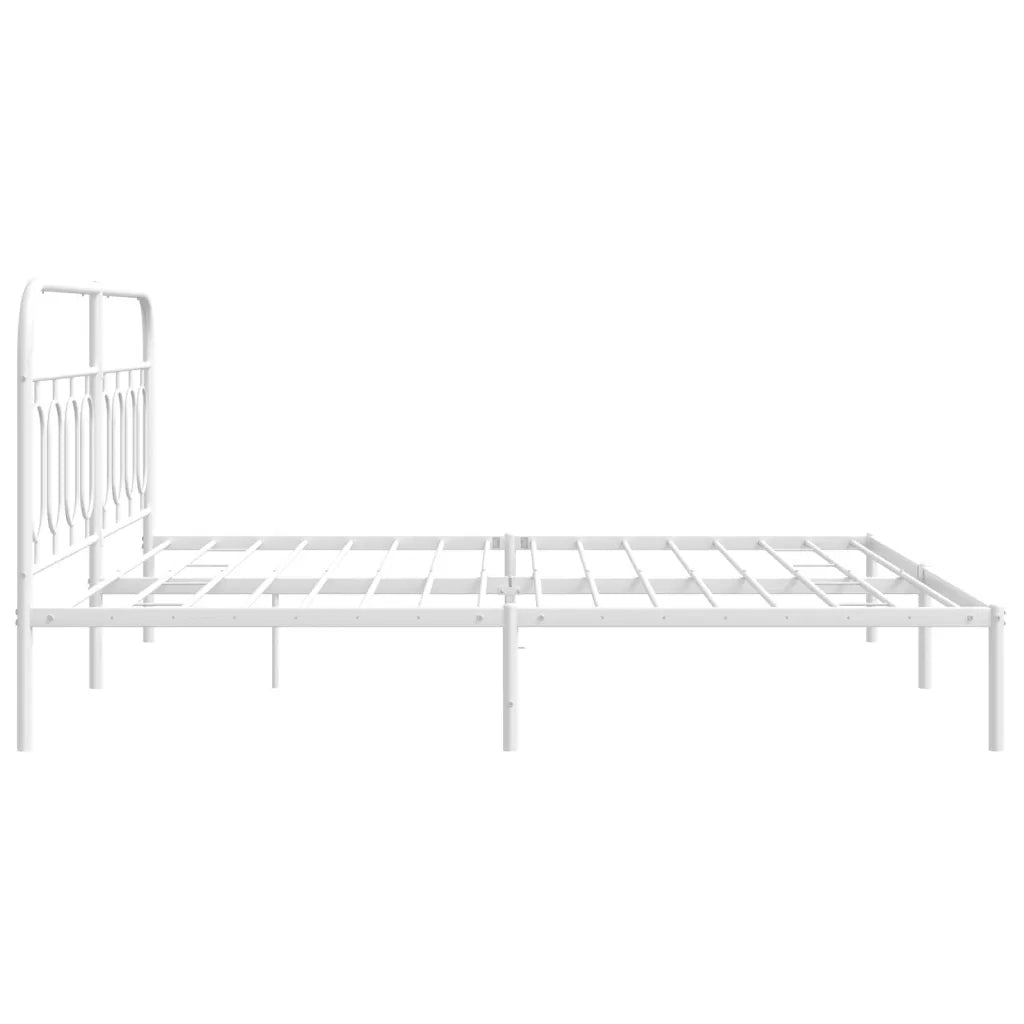 Letto matrimoniale | Letto per adulti | Giroletto con Testiera Metallo Bianco 183x213 cm