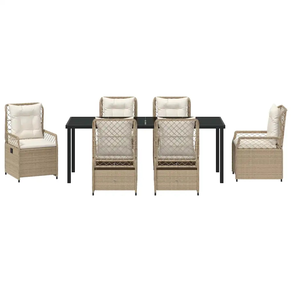 Set da Pranzo per Giardino 7 pcs Beige e Bianco Crema 3381014