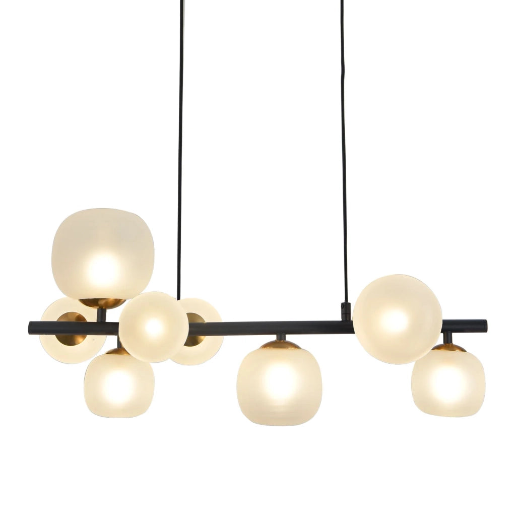 LÚZETE - LAMPADA DA SOFFITTO 8 LUCI IN FERRO NERO TULIPA BIANCA NICOLETTA