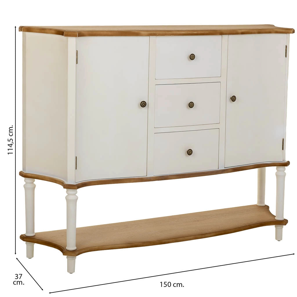 Credenza in legno bianco 150x37x114,5h cm