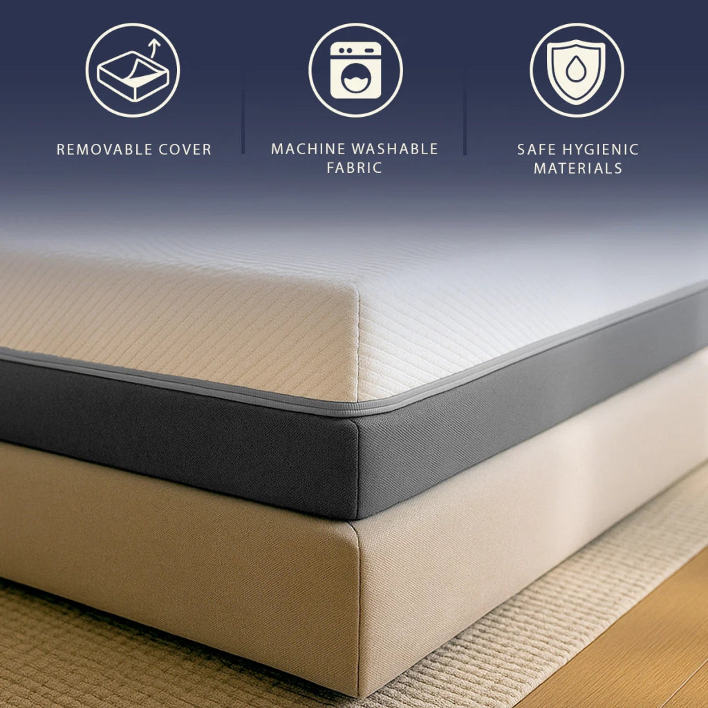Materasso 120x190 Memory Foam e Waterfoam Alto 22 cm | Materasso Ortopedico e Anallergico | Sfoderabile e Traspirante