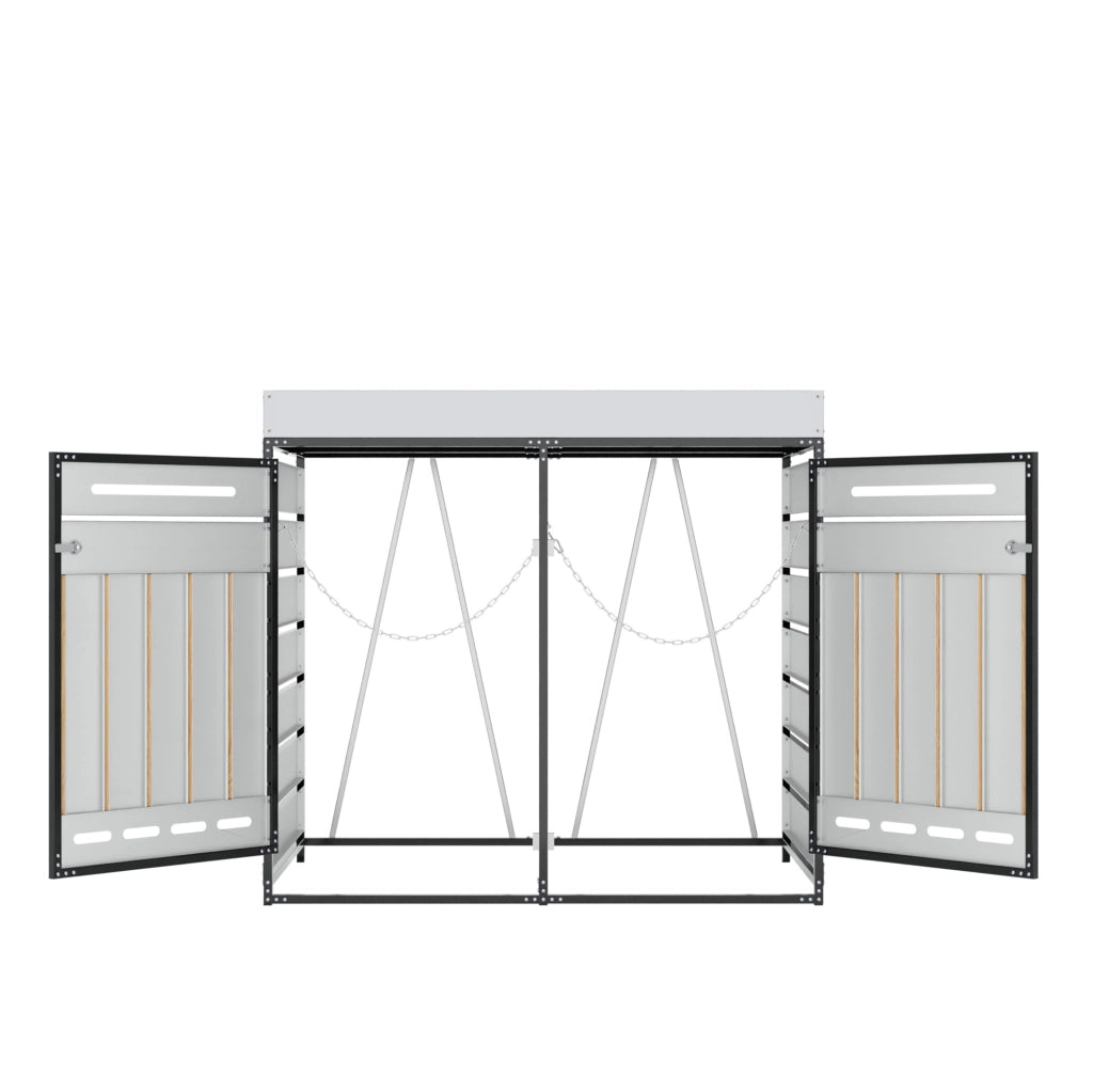 Contenitore per rifiuti con fioriera integrata 131x79x120 cm; nero in ferro