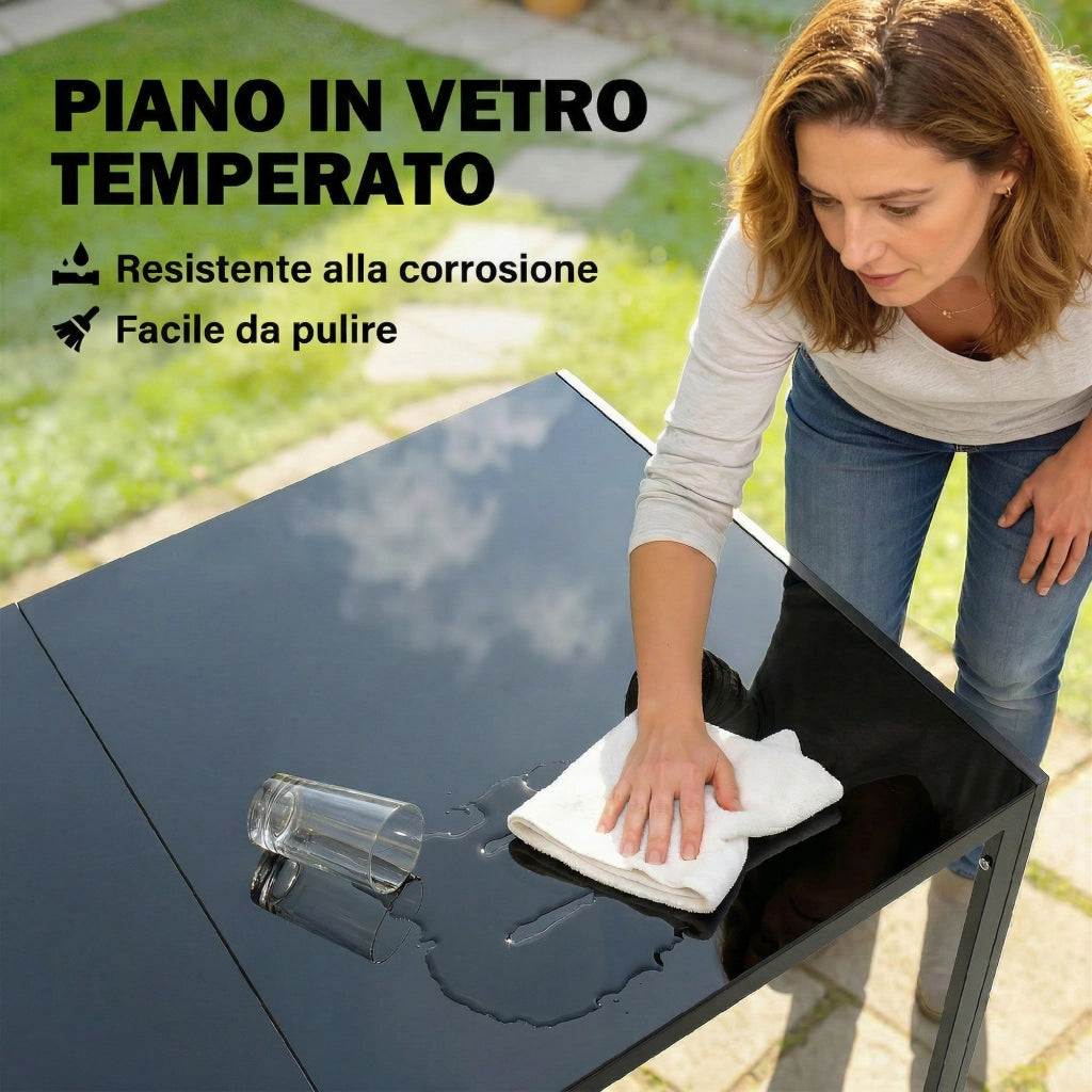 Tavolo da pranzo allungabile con sedie ¨C zephmum ¨C nero, 6 persone