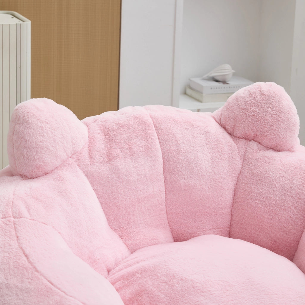 Pouf a forma di loto con imbottitura morbida e design leggero per soggiorno e camera in peluche rosa