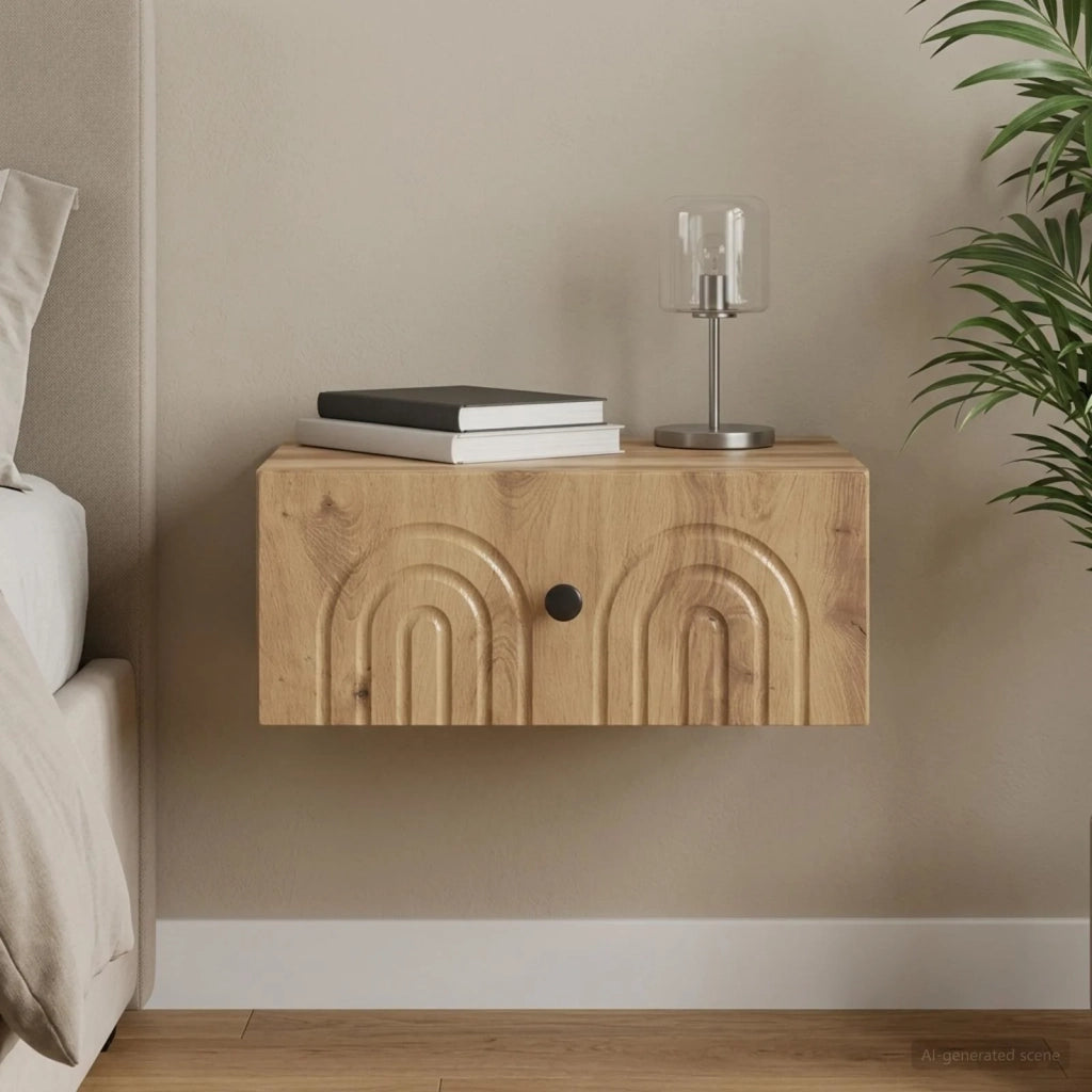 Mobiletto da notte a muro Rovere Artigianale 49 x 34,5 x 20 cm 898123