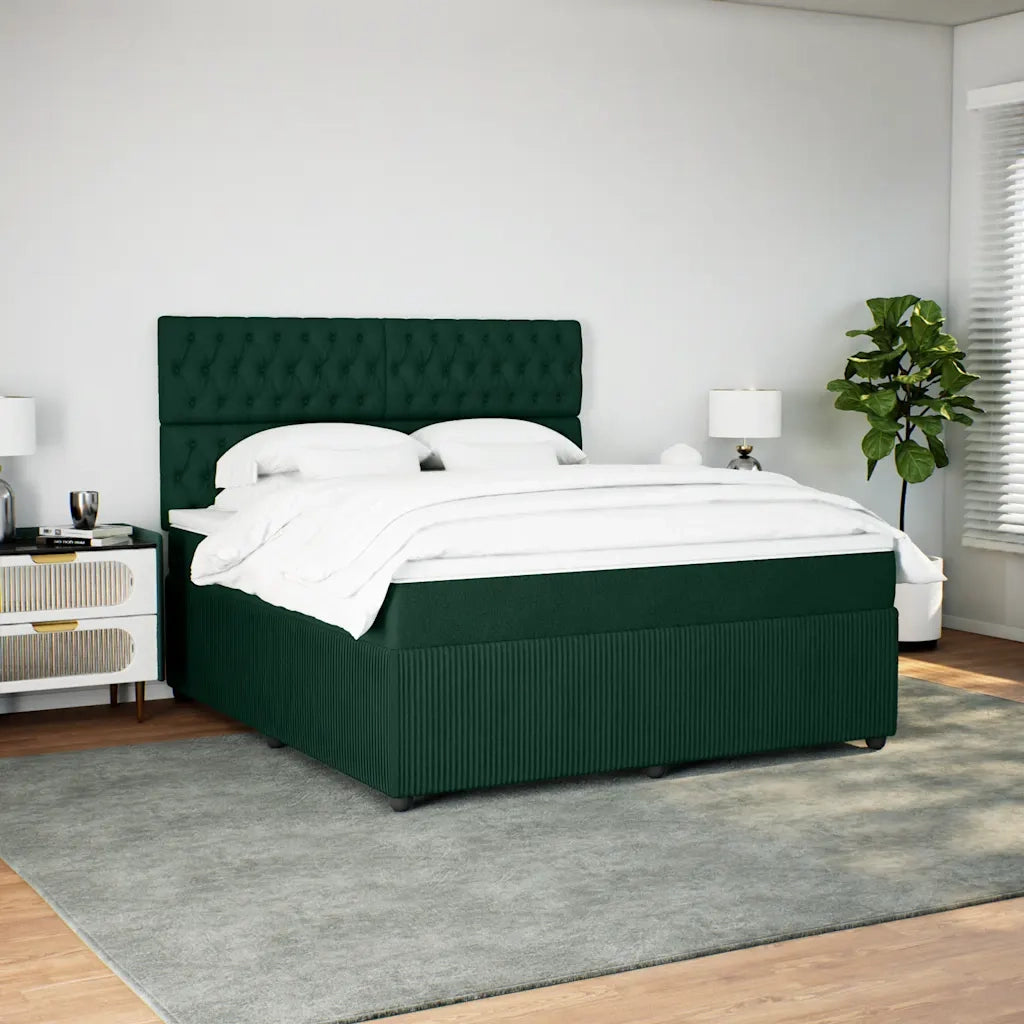 Giroletto a Molle con Materasso Verde Scuro 180x200 cm Velluto