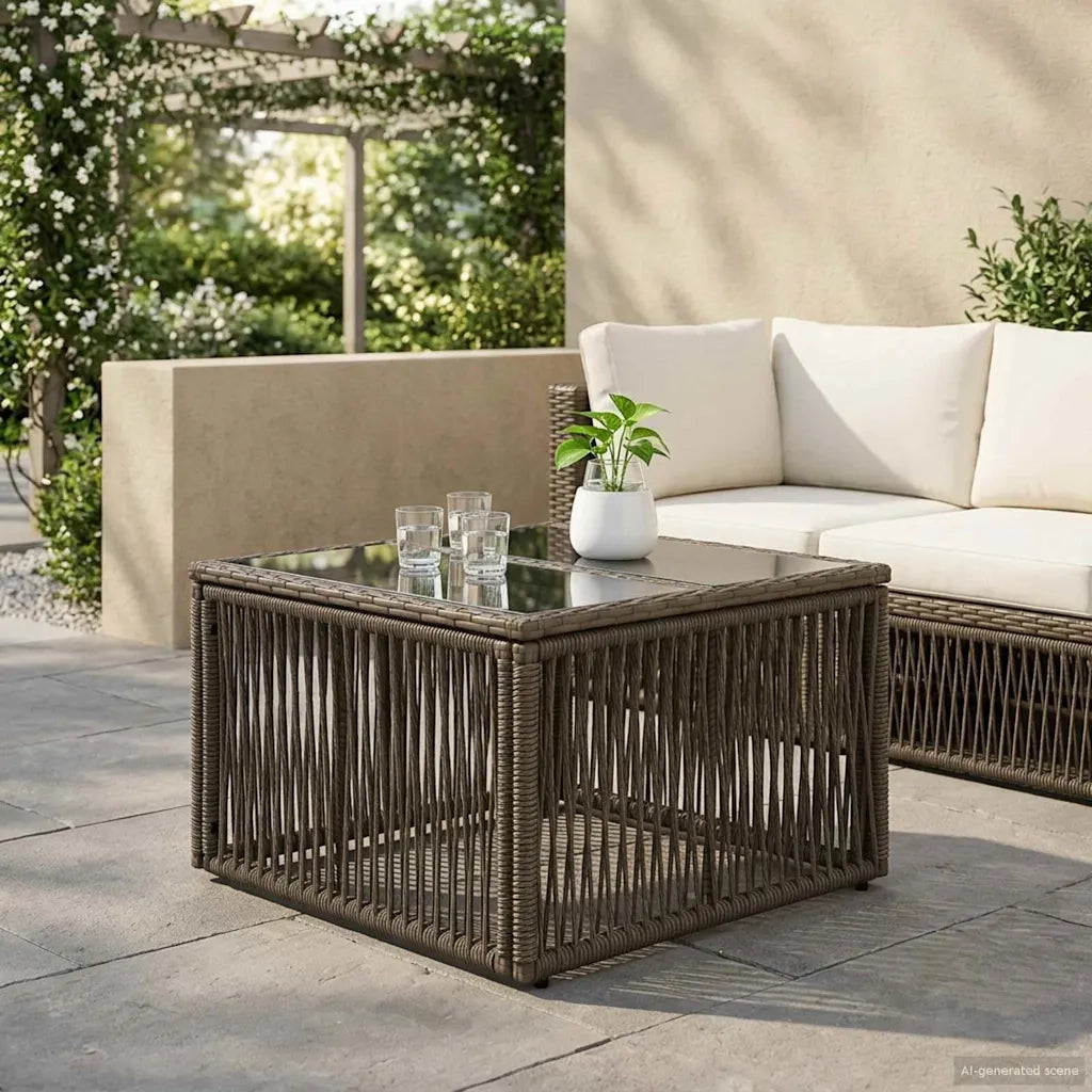 Tavolo da Giardino Grigio e Nero 55 x 55 x 37 cm