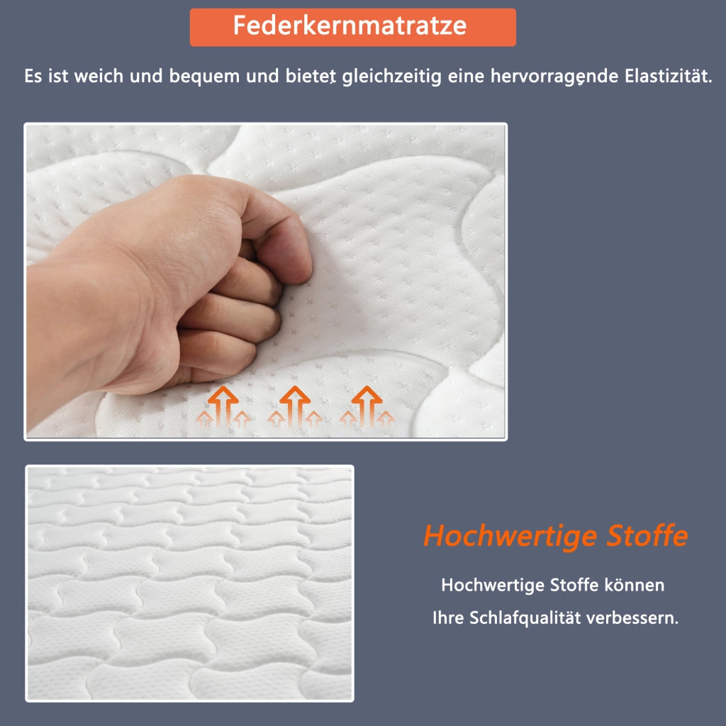 Letto divano estraibile 90 × 190 cm et 180 × 190 cm con 3 ripiani, LED, USB, con 2 materassi, beige