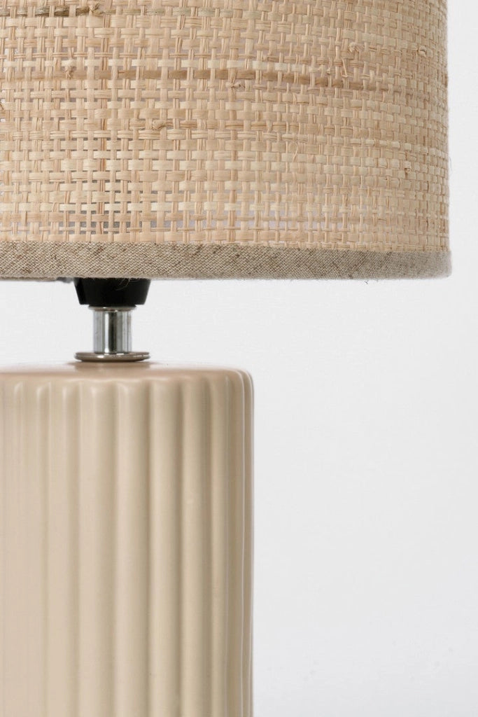 Lampada da Tavolo in Ceramica con Paralume in Rafia - AMIR