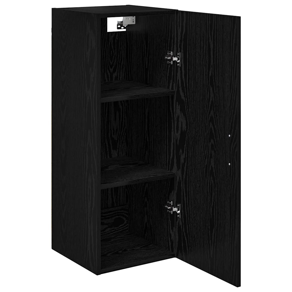 Pensile | Mobile a Parete Rovere Nero 34,5 x 34 x 90 cm Legno multistrato