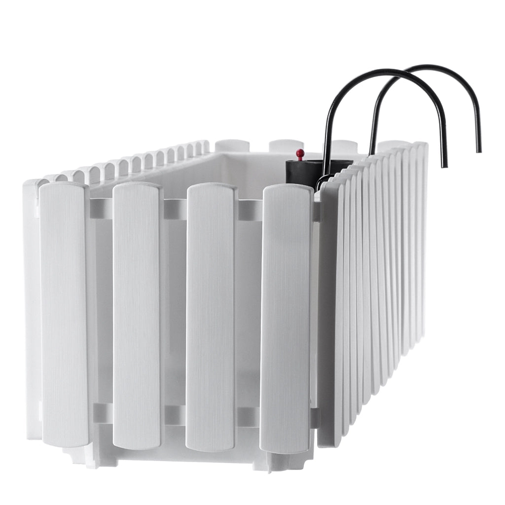 Vaso da fiori per balcone KADAX con manici, 58x18x16,5 cm, bianco.