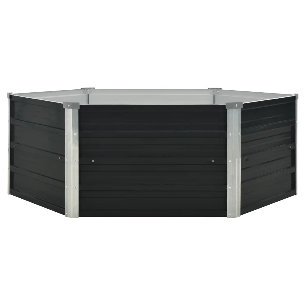 Fioriera-Vaso-Contenitore per Piante Antracite 129x129x45 cm in Acciaio Zincato