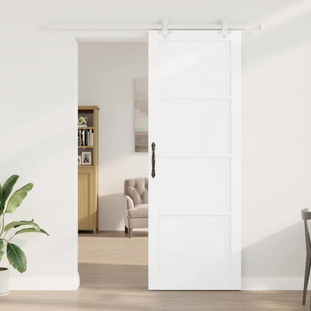 Porta scorrevole Bianco 83 x 232 cm Legno Massello di Pino