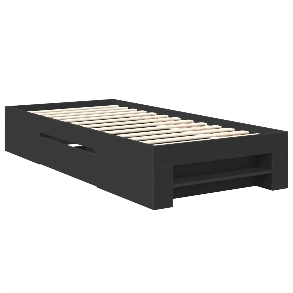 Letto singolo | Letto per adulti | Struttura del letto Nero 80 x 200 cm Legno multistrato