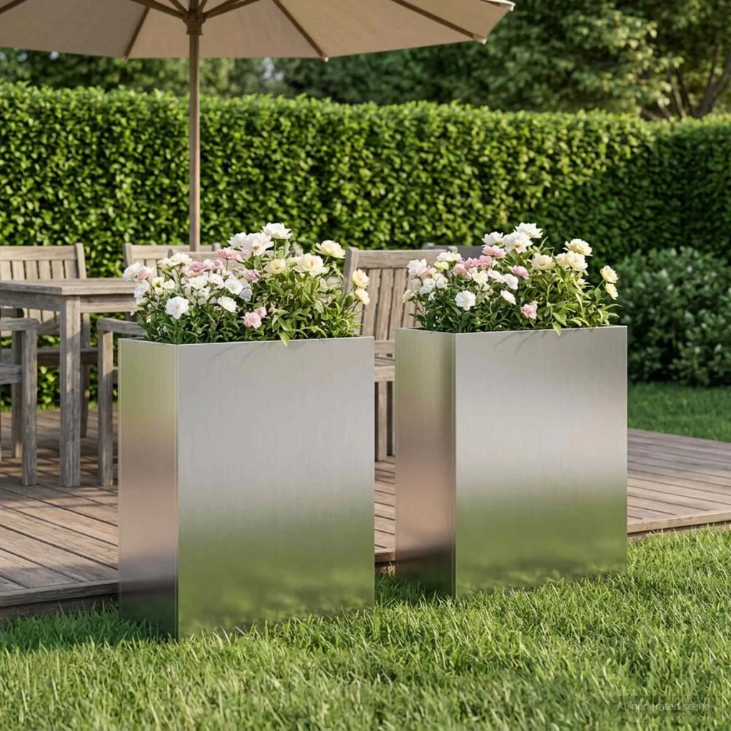 Vaso da giardino 2 pz Argento 40 x 20 x 40 cm Acciaio zincato 8005411