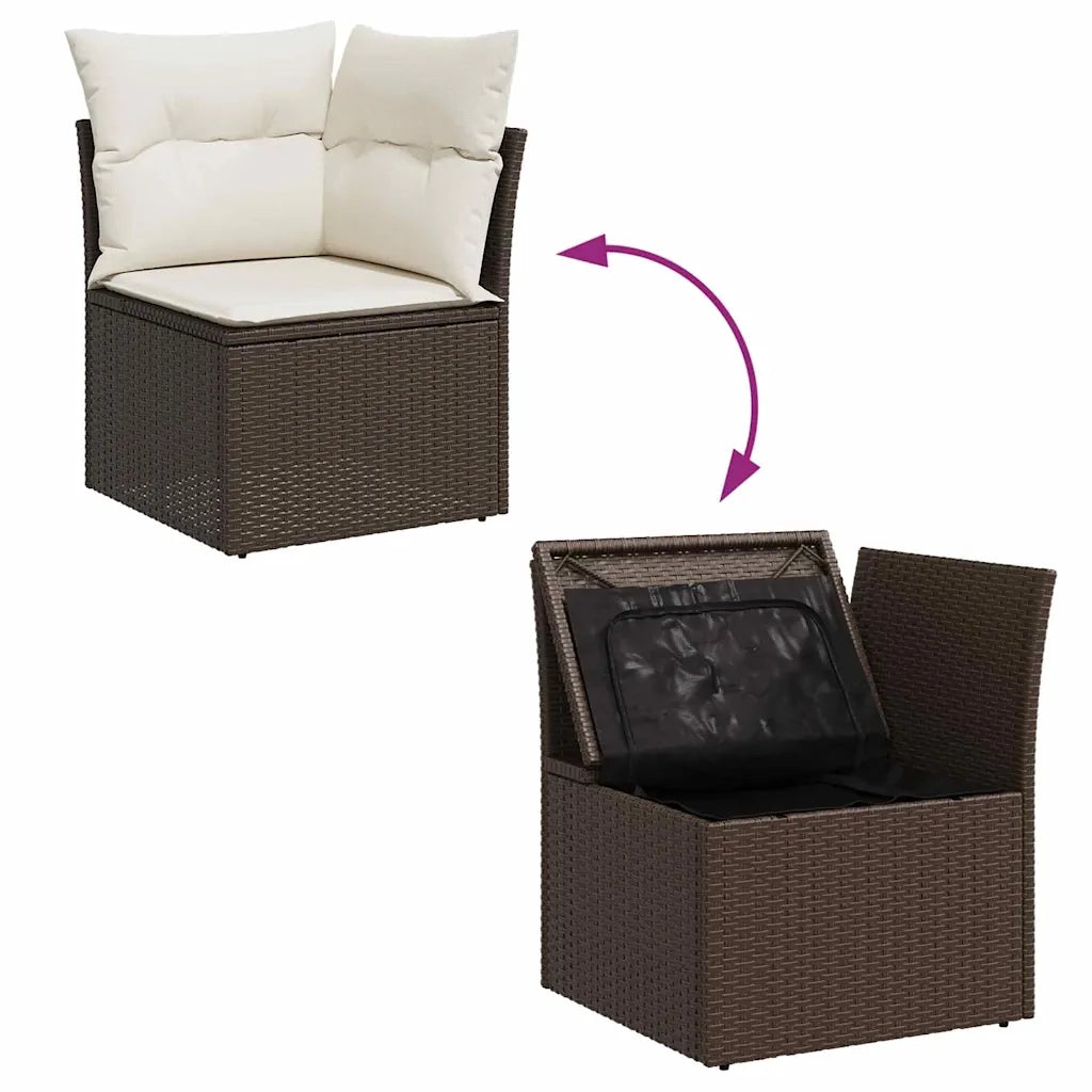 Set Divano da Giardino 6 pcs Marrone e bianco polyrattan 3354847