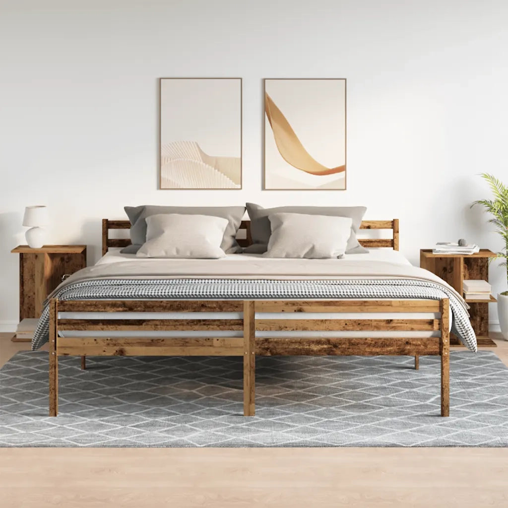 Comodini 2 pz-Set di 2 Tavolino da notte Legno Antico 46,5x29x61 cm in Legno Multistrato