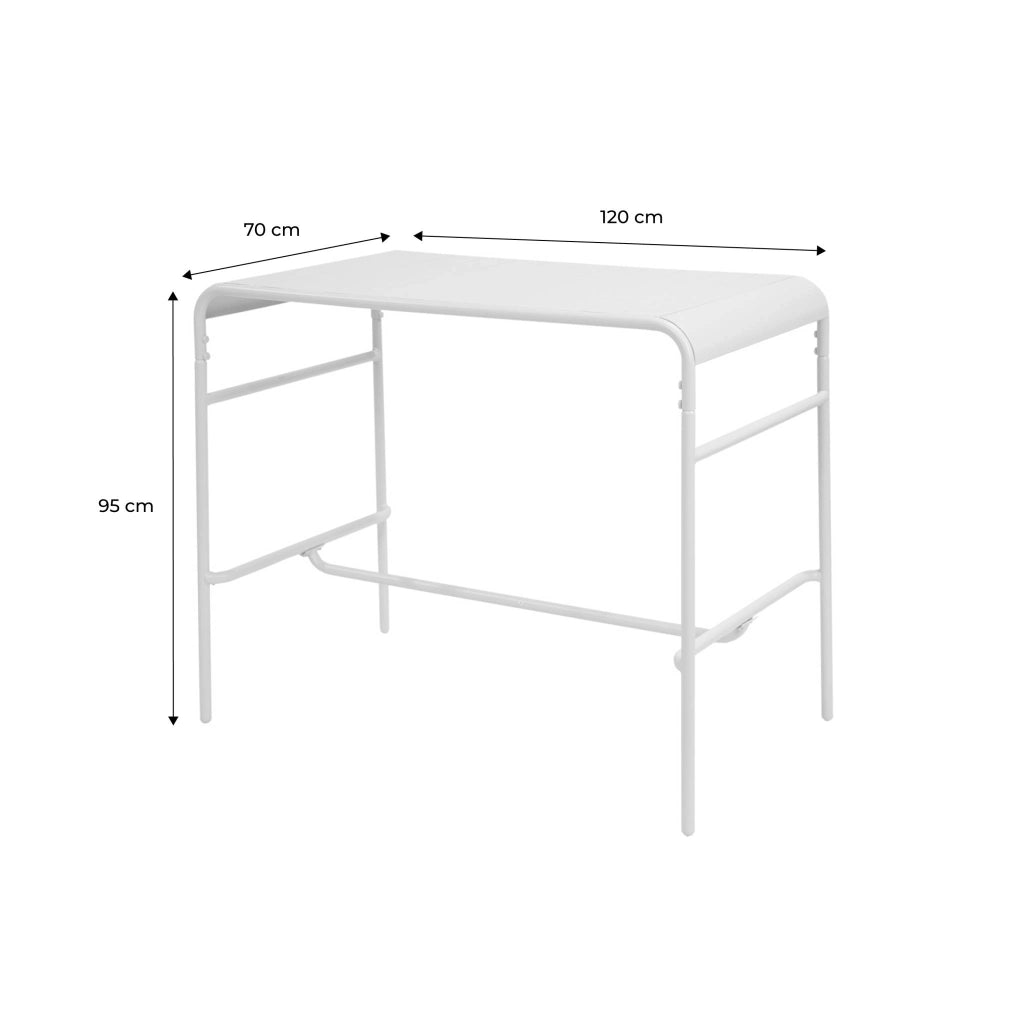Tavolo alto da giardino in acciaio, 4 posti, 120cm, beige