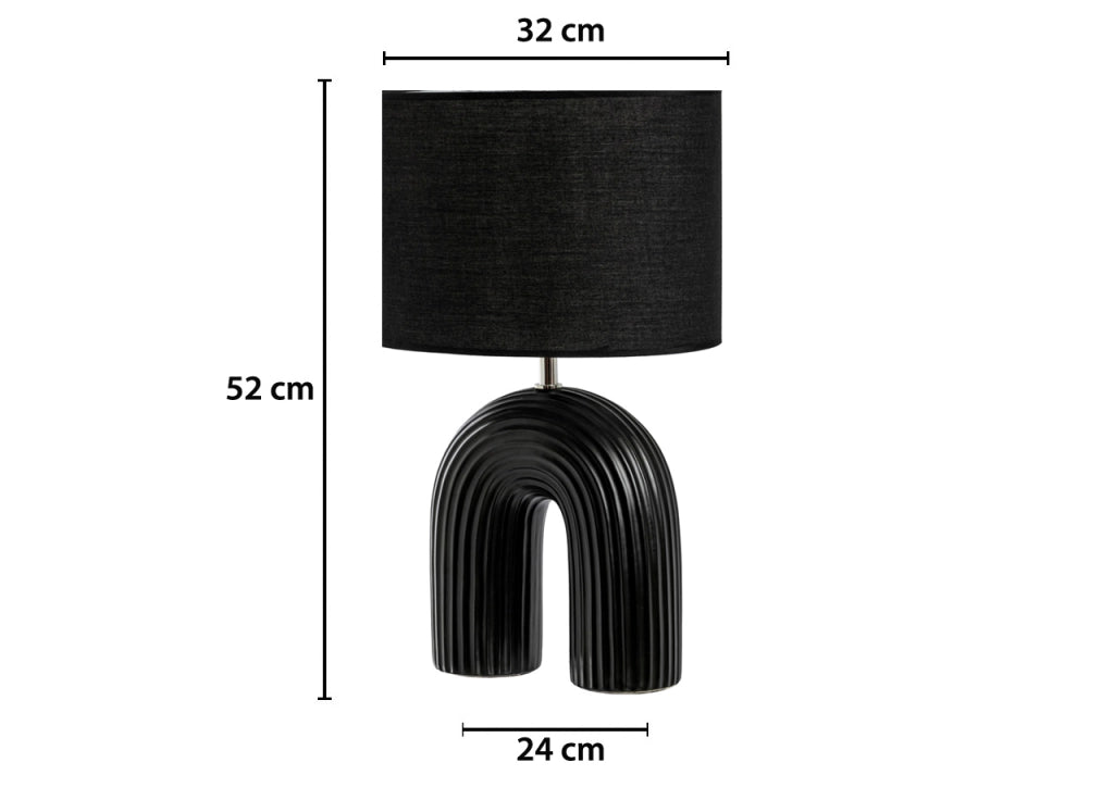 Lampada Da Tavolo Comodino Ricaricabile Accensione On/Off Modello Mykonos - Lampada - Nero