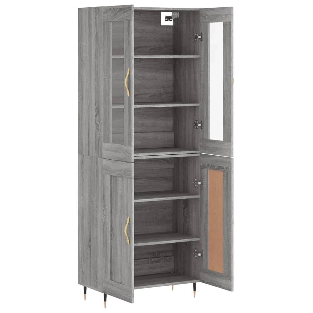 Buffet credenza cassettiera armadio mobile contenitore organizer cucina soggiorno salotto rovere Sonoma alto 69,5 x 34 x 180 cm legno ingegnerizzato grigio 02_0035495