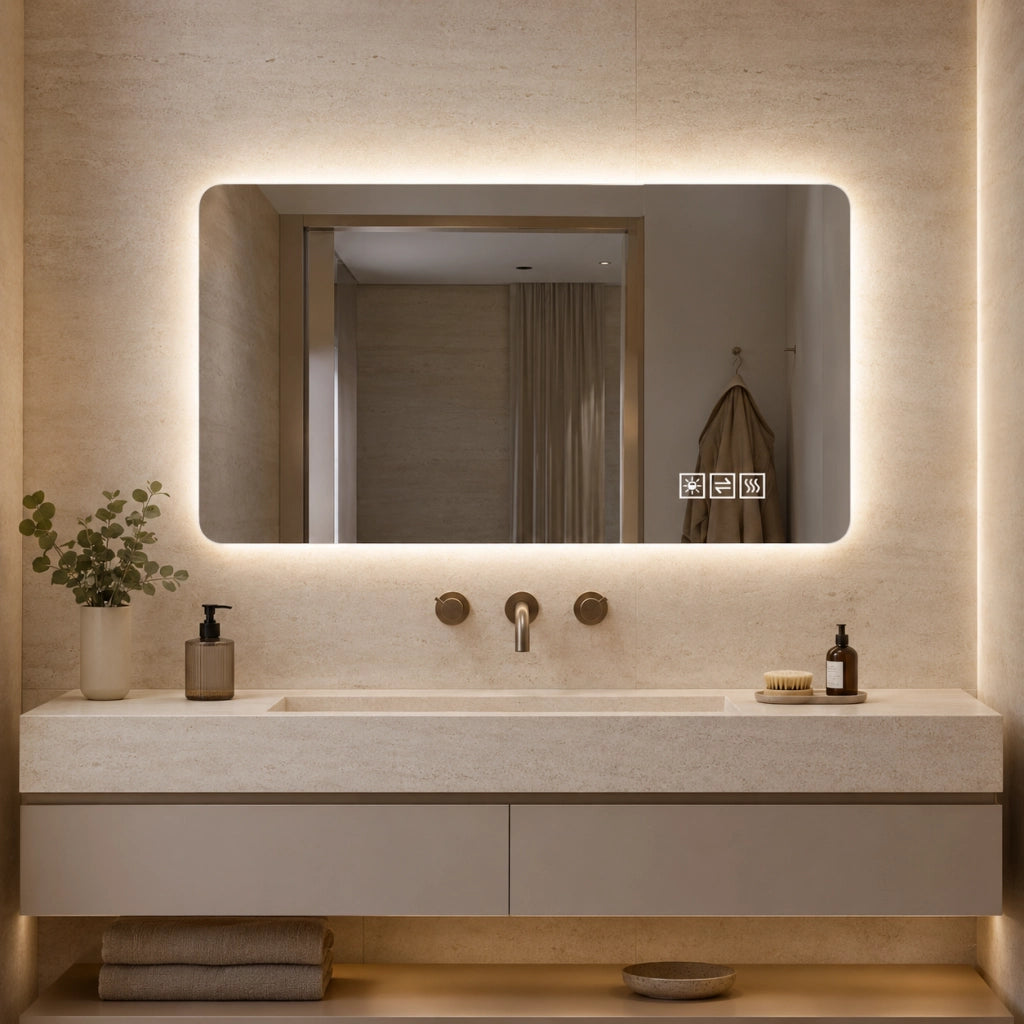 SPECCHIO BAGNO LED 60x100 cm Ovale Argento con funzione antiappannamento