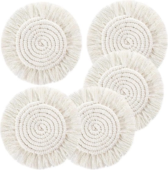 Sostegni macramé artigianali - Stile bohemien - 5 pezzi - Antiscivolo