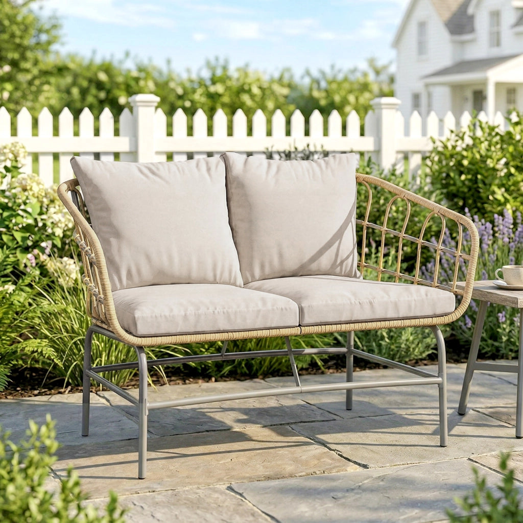 Divano da Giardino 2 Posti in Resina Intrecciata ¨C Zephmum ¨C 120x67x79 cm Marrone