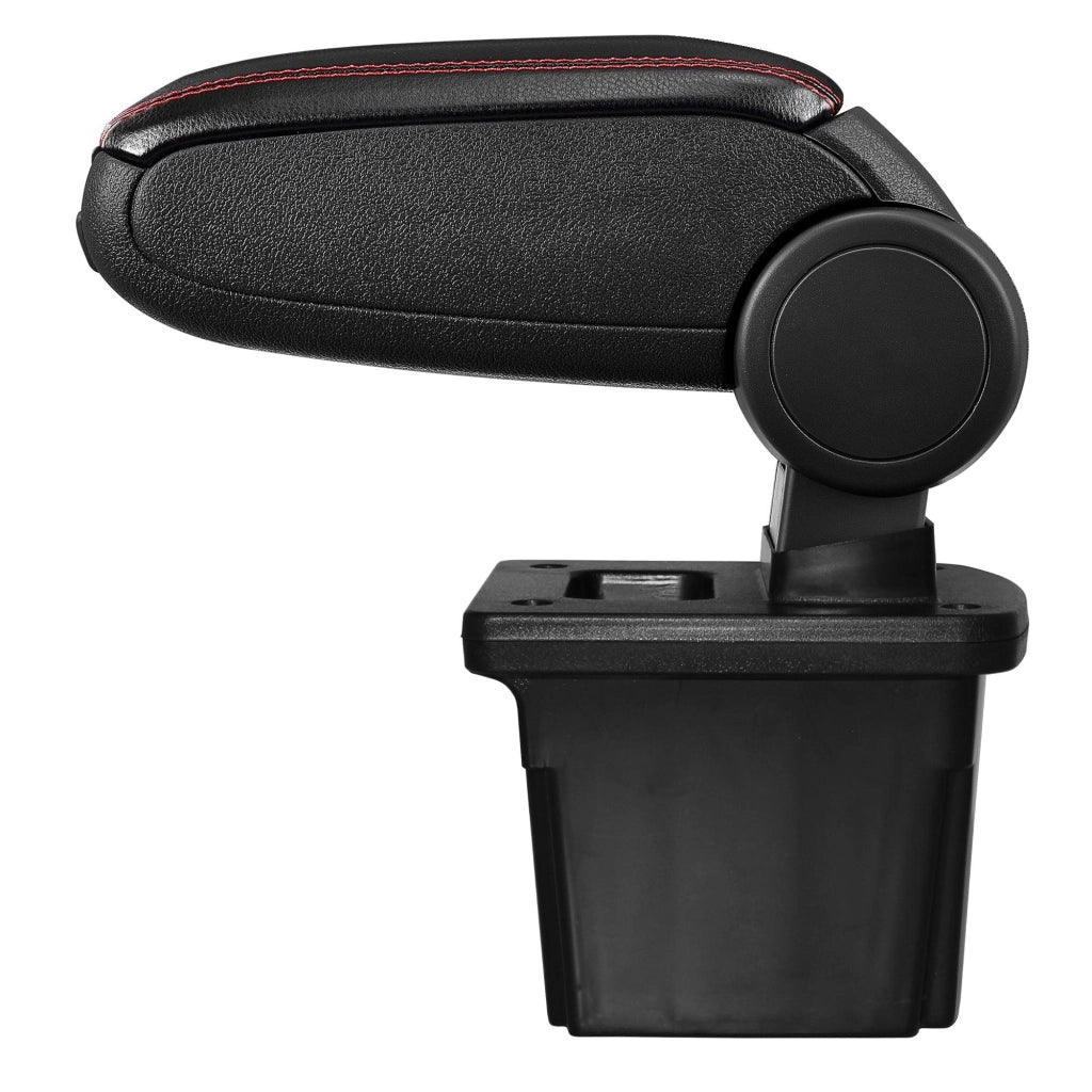 Bracciolo centrale per Hyundai i30 con scomparto imbottito in similpelle nera con cuciture rosse 03_0000494