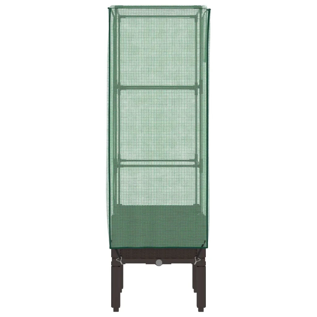 Fioriere | Cassetta per fiori | Letto Rialzato con Copertura Serra Effetto Rattan 40x40x140 cm
