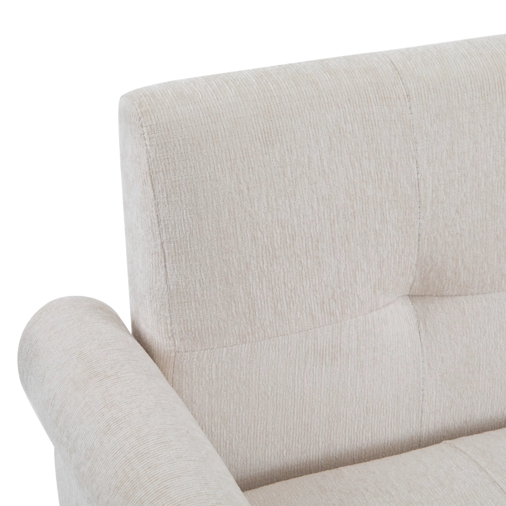 Divano a 2 posti in chenille beige con cuscini e gambe in legno 162 × 74 × 77 cm
