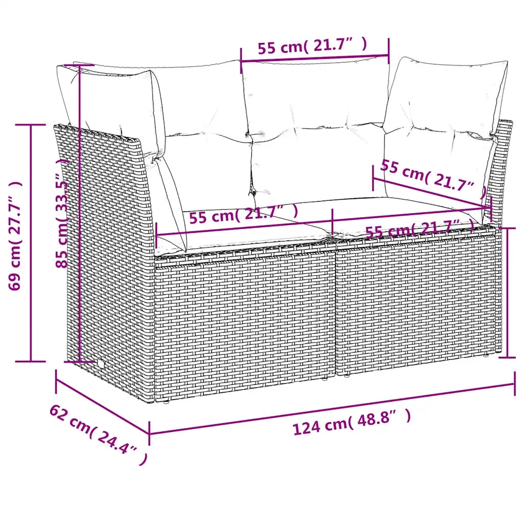 Divano da Giardino con Cuscini a 2 Posti-Sofa da Giardino-Divano da esterno Beige in Polyrattan 196383