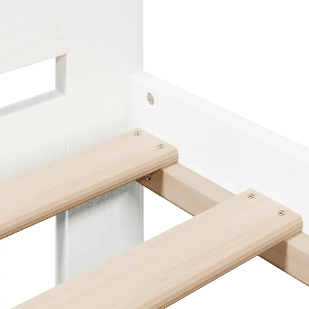 Letto senza Materasso Bianco 135x190 cm Legno Massello di Pino 855488