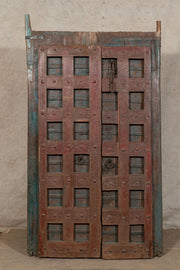 Biscottini Porta portone in legno massello e ferro da interno o da esterno vecchia e antica medievale scorrevole