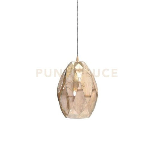 MORIS-S1 A Sospensione 1 luce vetro ambra  particolare oro chiaro senza base. Attacco E27