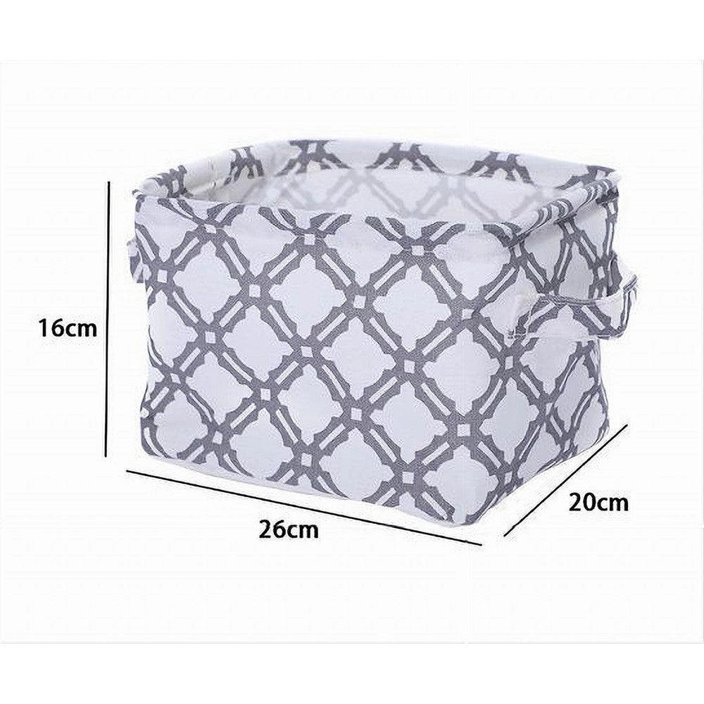 Trade Shop - Cesto Contenitore Porta Biancheria Bucato Manici Tessuto Grigio 26x20x16cm 79204 -