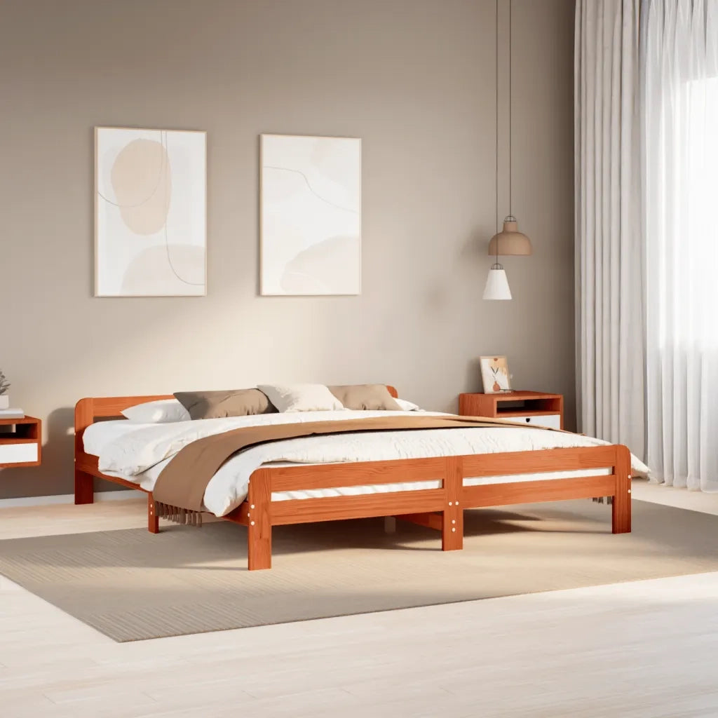Letto senza Materasso Marrone Cera 180x200 cm in Legno di Pino 855465