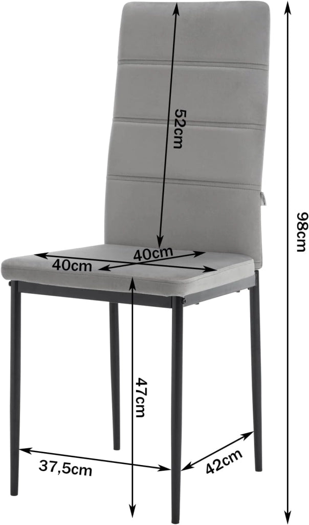 Sedie Sala da Pranzo Set di 4, Sedie da Cucina, Sedia da Pranzo con Schienale Alto, Senza Braccioli, per Soggiorno, Sala Reception, Sedie in Velluto con Gambe in Metallo, Grigio scuro,EZS47dgr-4