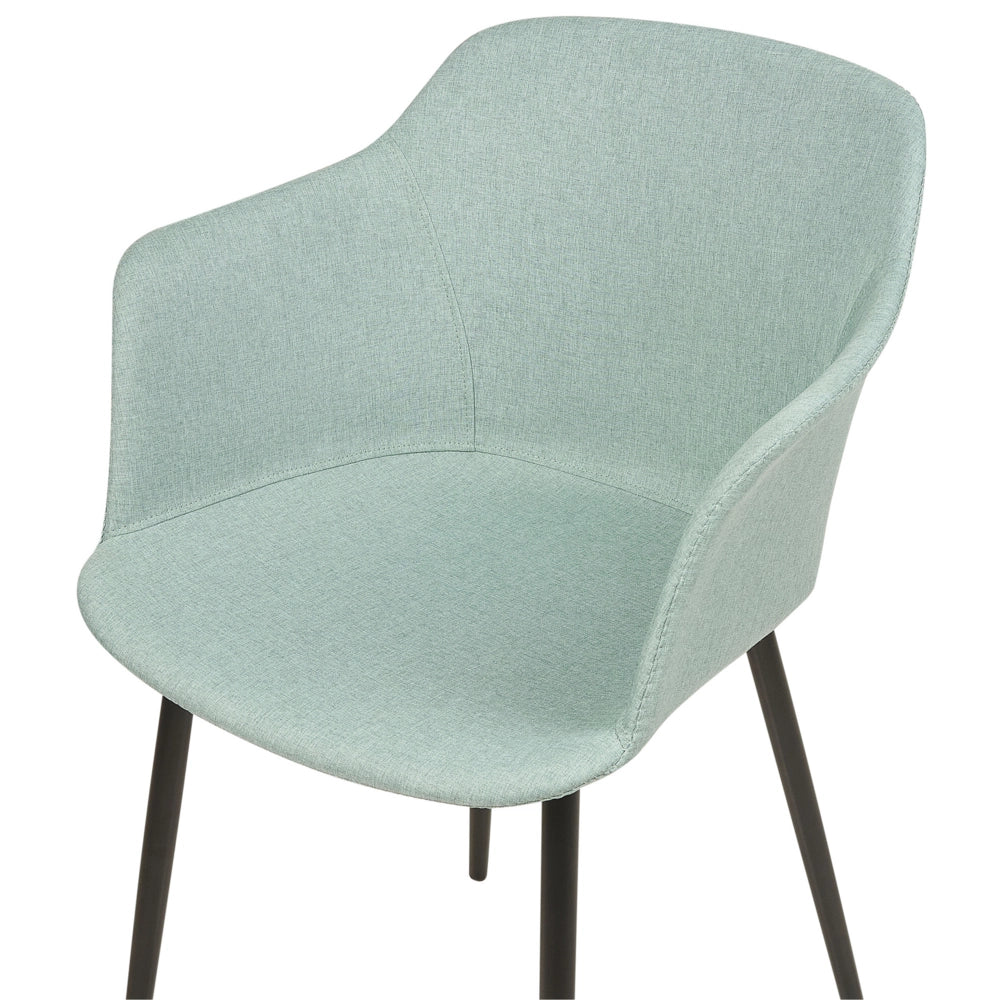 Set di 2 sedie da pranzo in tessuto verde menta imbottito con gambe nere Stile retrò Mobili per il soggiorno