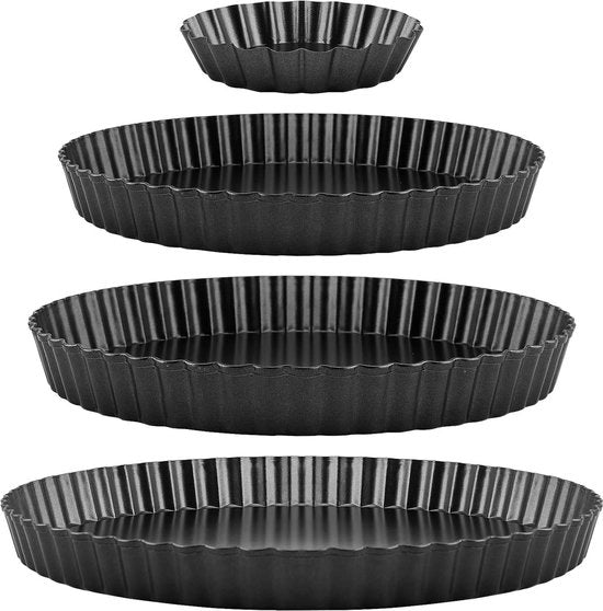 Muffiniera con coperchio antiaderente - 4 pezzi - 10/22/26/30 cm - forma di tartelette nera