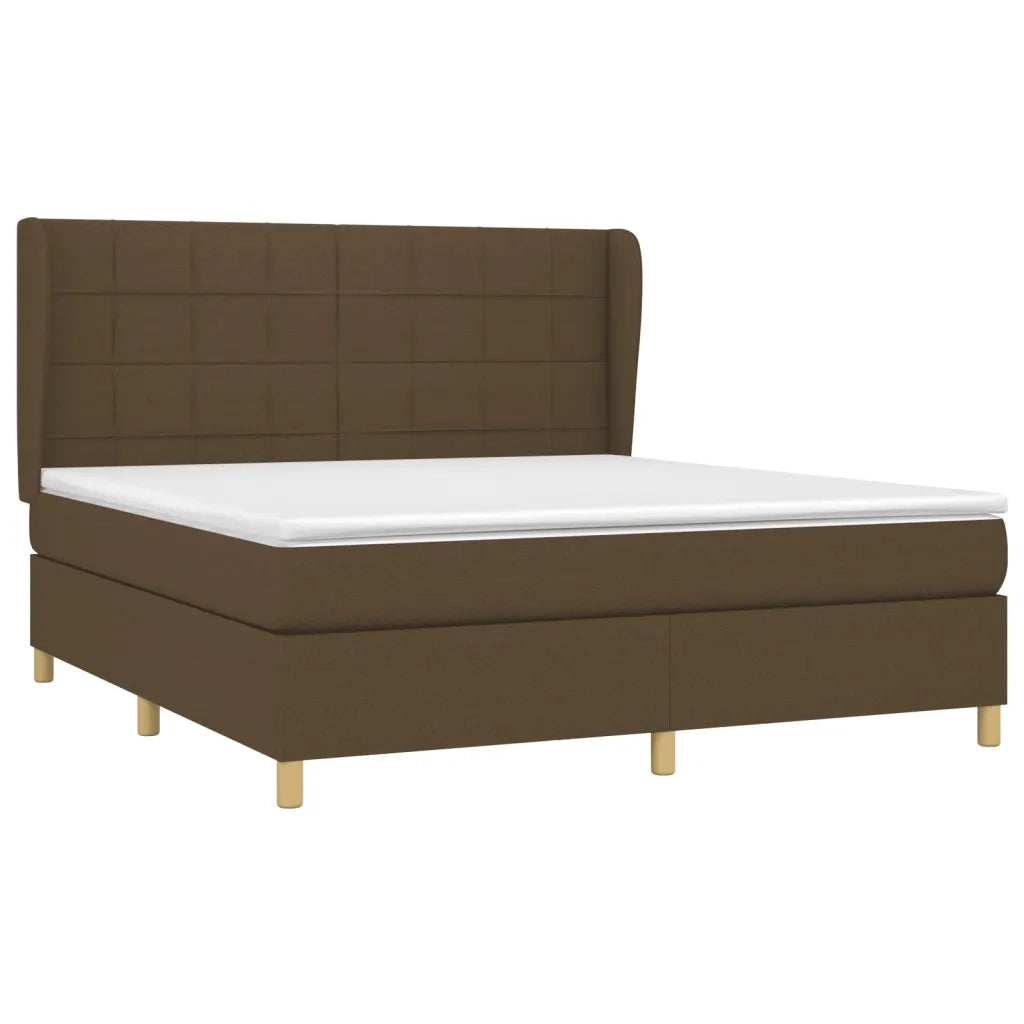 Giroletto a Molle con Materasso Marrone Scuro 180x200cm Tessuto 3128544
