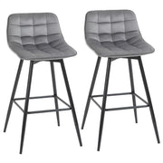 SET 2 SGABELLI DA BAR SEDIE IMBOTTITE STILE NORDICO VELLUTO GRIGIO