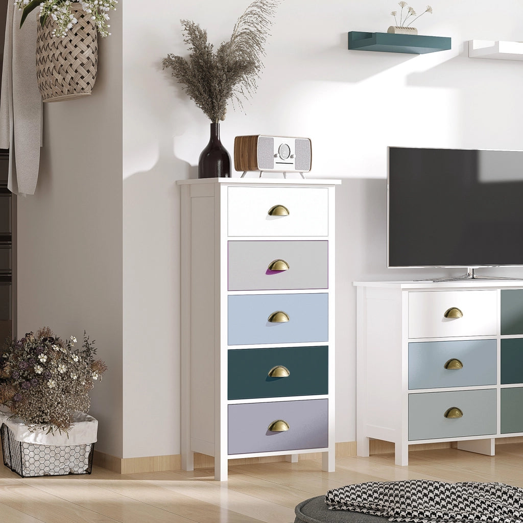 Cassettiera 5 Cassetti Colorati ¨C Minimal ¨C Multicolore Blu