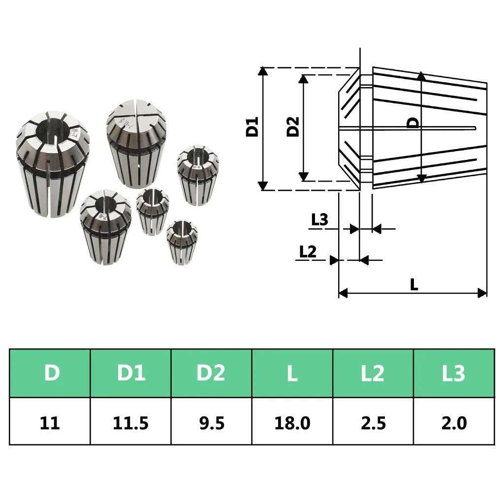 Pinze per Colletti ER11 Set Utensili per Tornitura 13 pz CFW9129403