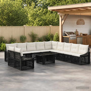 Set Divano da Giardino 12 pz Nero e Bianco Crema polyrattan 3437275