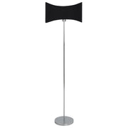 Lampada da terra in metallo con paralume in finta seta argento e nero stile moderno contemporaneo