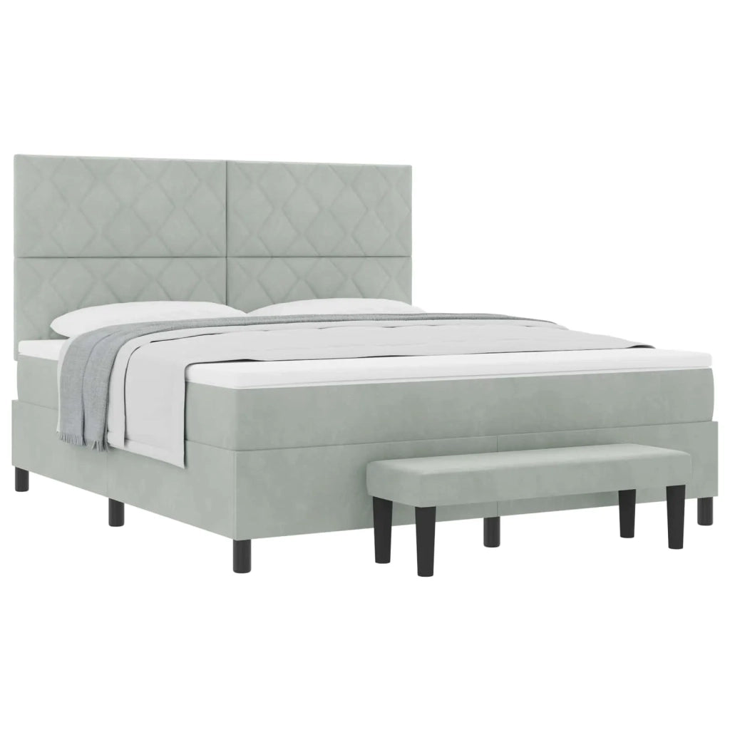 Letto a molle con materasso Grigio chiaro 180 x 200 cm Velluto