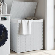 Cesto Portabiancheria 2 Sezioni Bianco 53x35x57 cm Polyrattancod mxl 109397