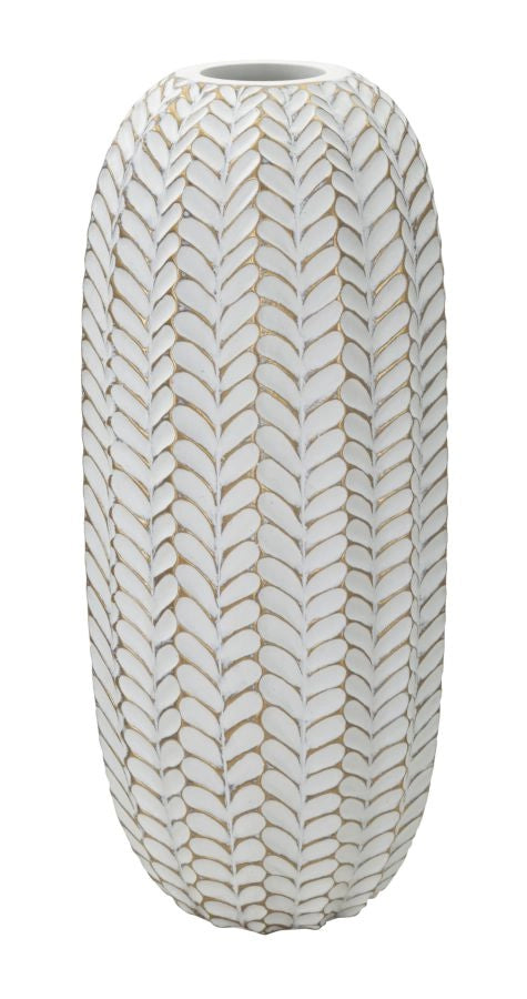 Vaso Elegante in Resina con Design Foglia 18,5x46 cm