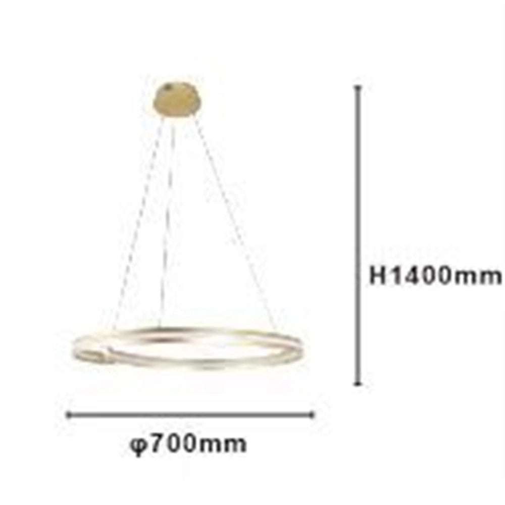 Trade Shop - Lampadario Led Moderno A Semicerchio 100w A Sospensione Luce 6500k 70cm Oro 33443 -